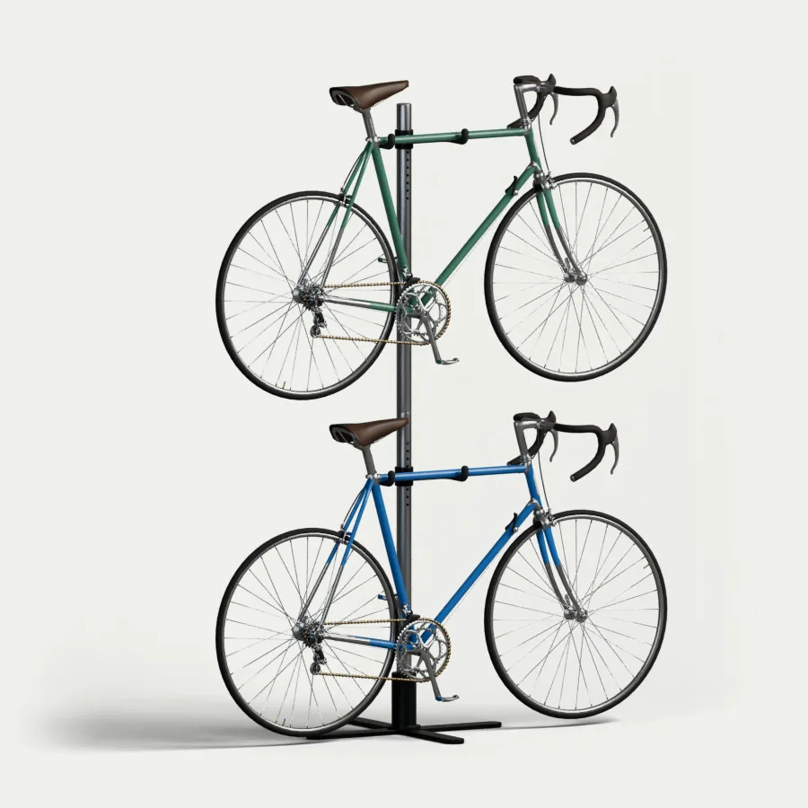 Duo rack in Silver, with two bicycles